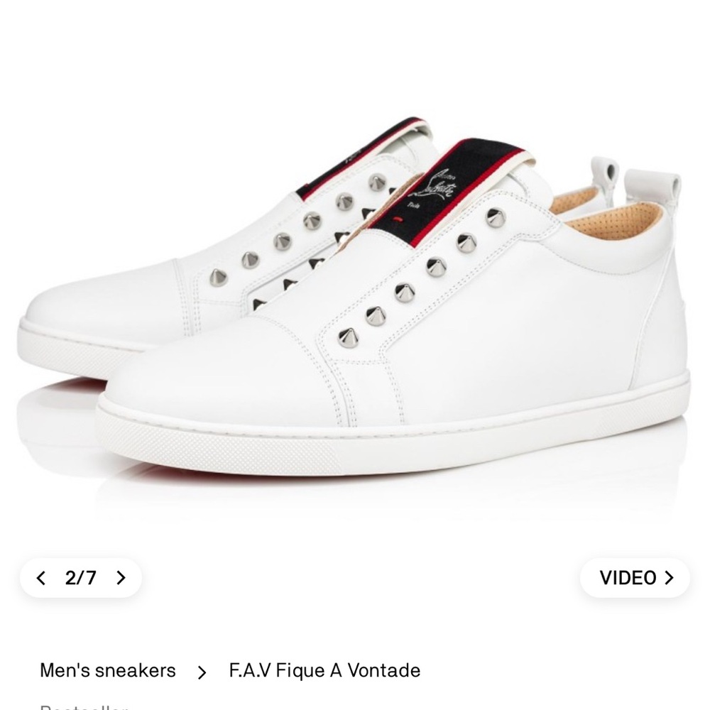 Christian Louboutin White Sneakers with Black and Red Accents